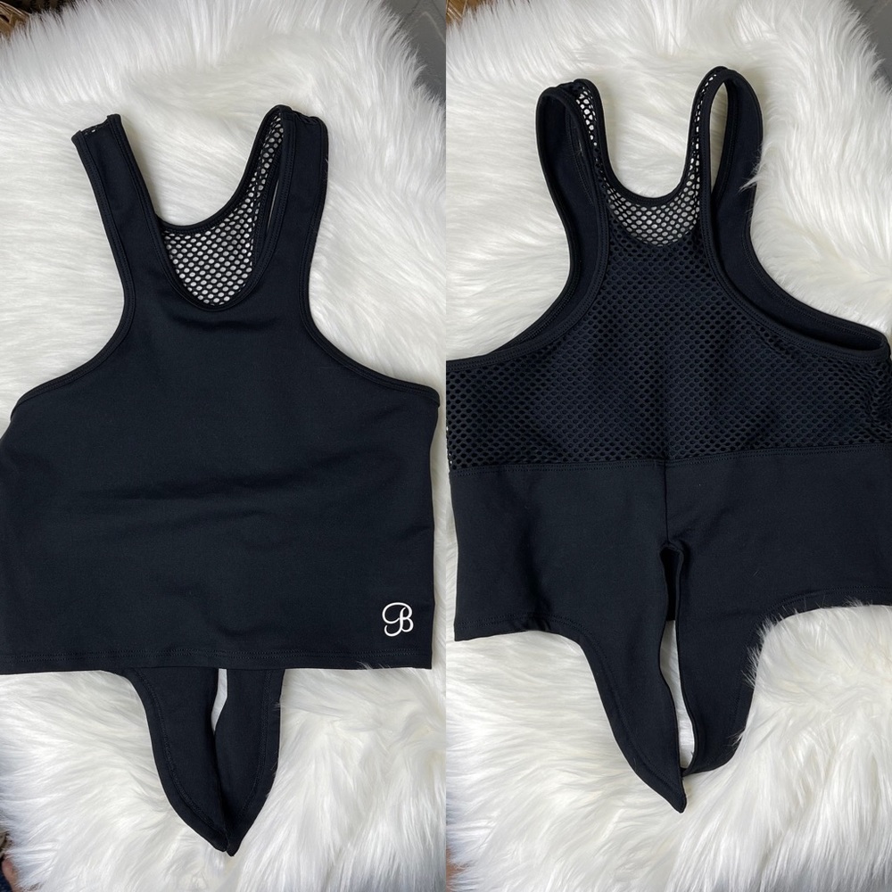 Bombshell Sportswear Tie Back Crop Workout Gym Mesh Tank Top sz M - Picture 4 of 8